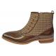 Giovanni "Kendrick" Brown / Beige Tweed Fabric / Calfskin Ankle Spat Boots